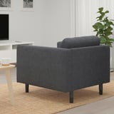 LANDSKRONA Armchair, Gunnared dark grey/wood/black