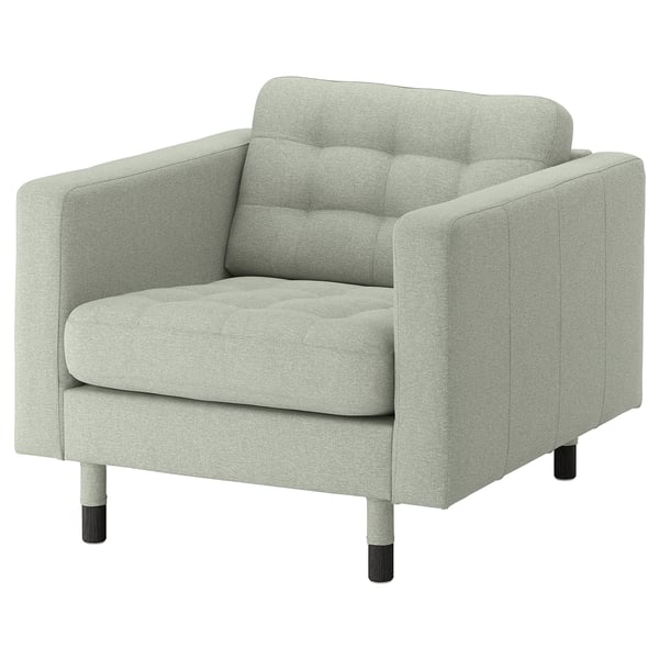 LANDSKRONA Armchair, Gunnared light green/wood/black