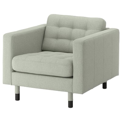 LANDSKRONA Armchair, Gunnared light green/wood/black