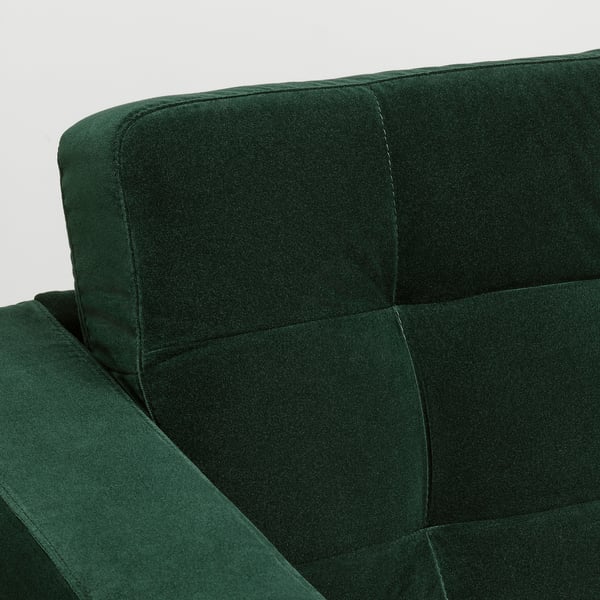 LANDSKRONA Chaise longue, add-on unit, Djuparp dark green/wood/black