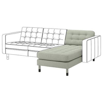 LANDSKRONA Chaise longue, add-on unit, Gunnared light green/wood/black
