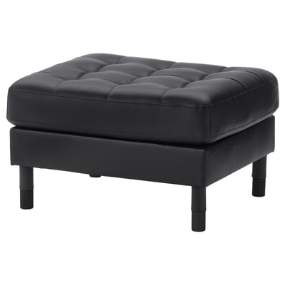 LANDSKRONA Footstool, Grann/Bomstad black/wood/black
