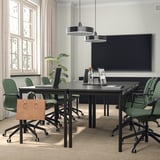 LÅNGFJÄLL Conference chair with armrests, Gunnared green-grey/black