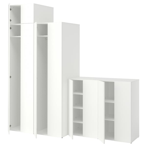 LASTARE Wardrobe combination, white/with height extension unit, 240x62x237 cm