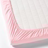 LEN Fitted sheet for cot, white/pink, 60x120 cm