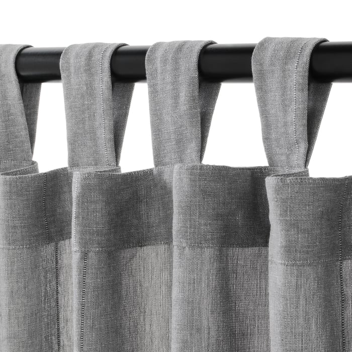 LENDA Curtains with tiebacks, 1 pair, grey, 140x300 cm IKEA