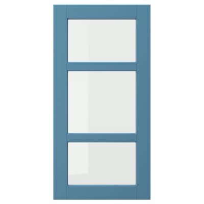 LERHYTTAN Glass door, blue, 40x80 cm