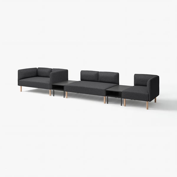 LILLEHEM 5-seat modular sofa with side table, Gunnared/dark grey wood