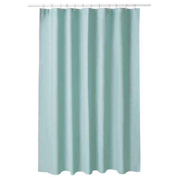 Light turquoise LUDDHAGTORN shower curtain, rectangular, simple design, water-resistant peva.