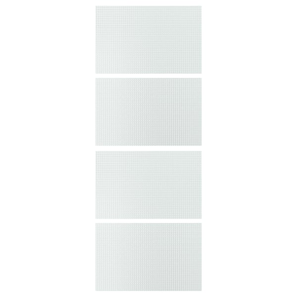 LUNDBRÄSMA 4 panels for sliding door frame, checkered glass, 75x201 cm
