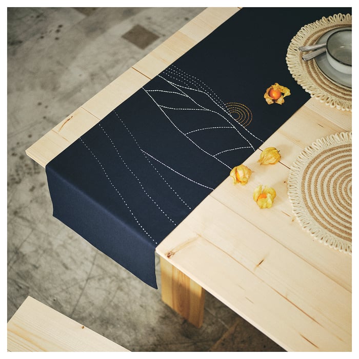 MÄVINN Tablerunner, dark blue, 35x130 cm IKEA