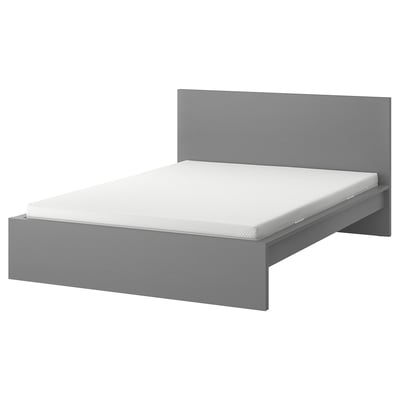 MALM Bed frame with mattress, grey stained/Åbygda firm, 160x200 cm