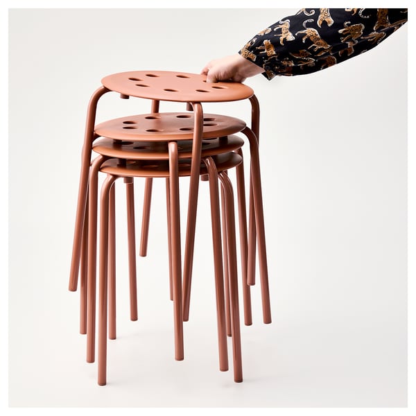 MARIUS Stool, red-brown, 45 cm