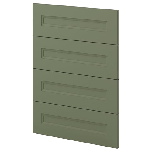 Green METOD kitchen drawer fronts with sleek handles.