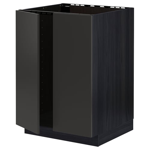 Black METOD kitchen cabinet, rectangular, modern design, with wooden finish.