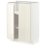 METOD Base cabinet with shelves/2 doors, white/Voxtorp high-gloss light beige, 60x37 cm