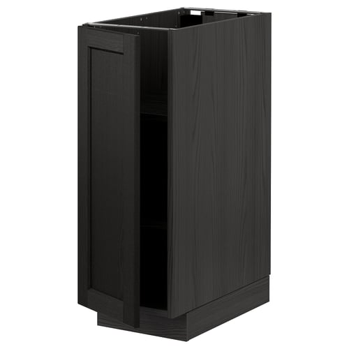 Black METOD kitchen cabinet with dark stained wood, rectangular, single-door design.