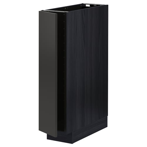 A black METOD kitchen cabinet with a sleek, modern design and adjustable shelves.