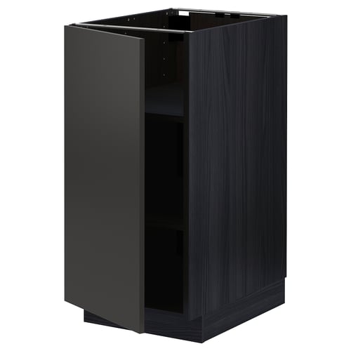 Black METOD kitchen cabinet with dark wood finish, rectangular shape, single door.