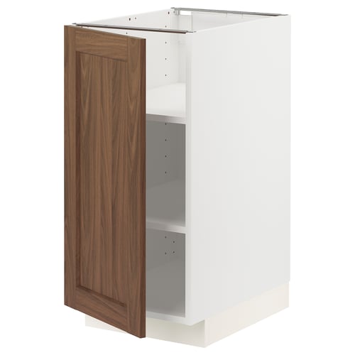 Single METOD kitchen cabinet. Right-hand door, walnut finish, white frame. Adjustable shelf.