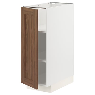 METOD Base cabinet with shelves, white Enköping/brown walnut effect, 30x60 cm