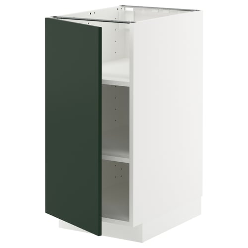 White METOD kitchen cabinet with green door, modern design.