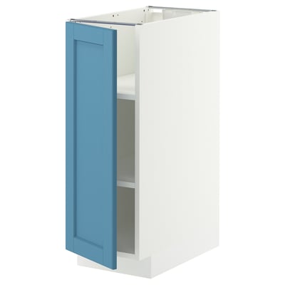 METOD Base cabinet with shelves, white/Lerhyttan blue, 30x60 cm