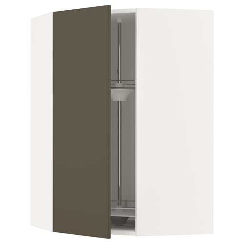 Modern kitchen cabinet in dark brown/beige with adjustable shelf.