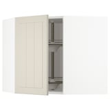 METOD Corner wall cabinet with carousel, white/Stensund beige, 68x60 cm