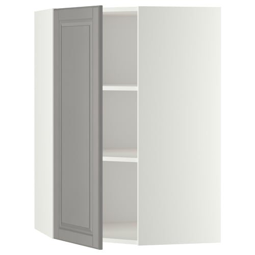 METOD kitchen corner cabinet, grey, adjustable shelf, hinged door, traditional design