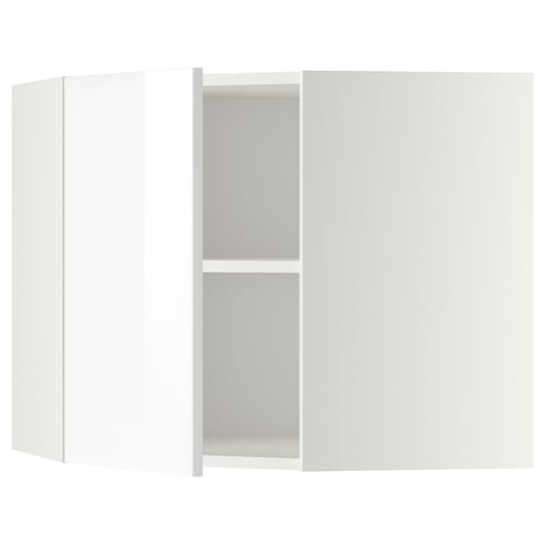 METOD white kitchen cabinet with glossy door, modern design.
