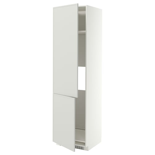 METOD High cab f fridge/freezer w 2 doors, white/Aspudden light grey, 60x60x220 cm