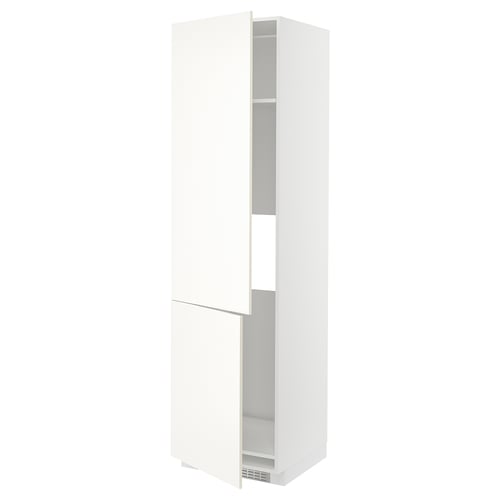 A white METOD kitchen cabinet with two adjustable shelves and a modern, sleek design.