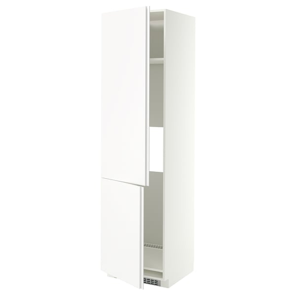 METOD High cab f fridge/freezer w 2 doors, white/VOXTORP matt white vertical handle, 60x60x220 cm
