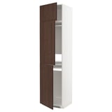 METOD High cab f fridge/freezer w 3 doors, white/Sinarp brown, 60x60x240 cm