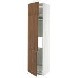 METOD High cab f fridge/freezer w 3 doors, white/Tistorp brown walnut effect, 60x60x240 cm