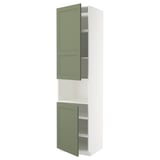 METOD High cab f micro w 2 doors/shelves, white/Axstad grey-green, 60x60x240 cm