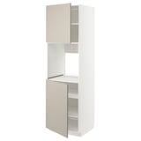 METOD High cab f oven w 2 doors/shelves, white/Stensund beige, 60x60x200 cm