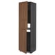 METOD High cabinet for fridge/freezer, black Enköping/brown walnut effect, 60x60x220 cm
