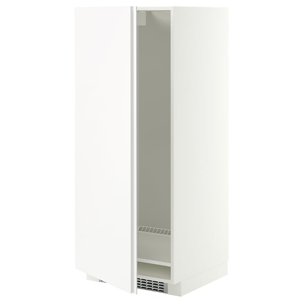 METOD High cabinet for fridge/freezer, white/VOXTORP matt white vertical handle, 60x60x140 cm