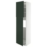 METOD High cabinet for fridge w 2 doors, white/Havstorp deep green, 60x60x220 cm