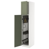 METOD High cabinet with cleaning interior, white/Axstad grey-green, 40x60x200 cm