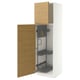 METOD High cabinet with cleaning interior, white/VOXTORP oak effect vertical handle, 60x60x200 cm