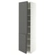 METOD High cabinet with shelves/2 doors, white/VOXTORP dark grey vertical handle, 60x60x220 cm