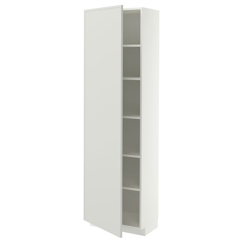 METOD High cabinet with shelves, white/Aspudden light grey, 60x37x200 cm