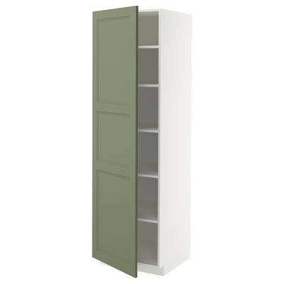 METOD High cabinet with shelves, white/Axstad grey-green, 60x60x200 cm