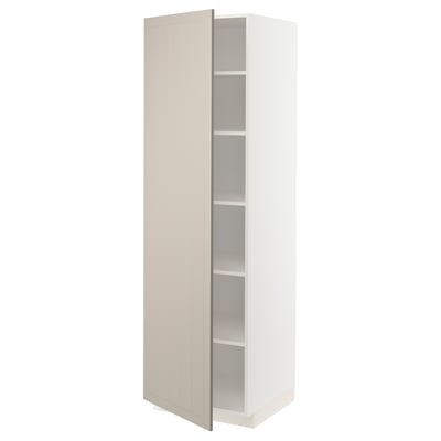 METOD High cabinet with shelves, white/Stensund beige, 60x60x200 cm