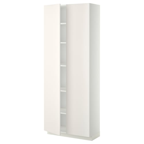 White METOD kitchen cabinet with adjustable shelves, sleek design, smooth finish.