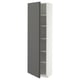 METOD High cabinet with shelves, white/VOXTORP dark grey vertical handle, 60x37x200 cm