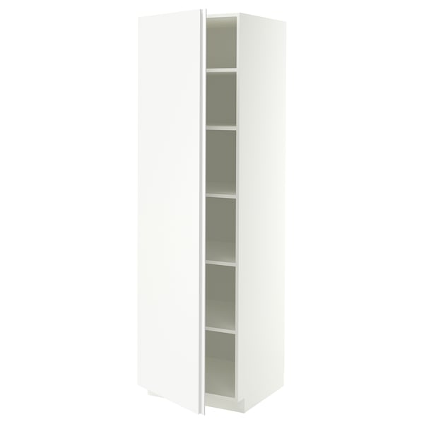 METOD High cabinet with shelves, white/VOXTORP matt white vertical handle, 60x60x200 cm